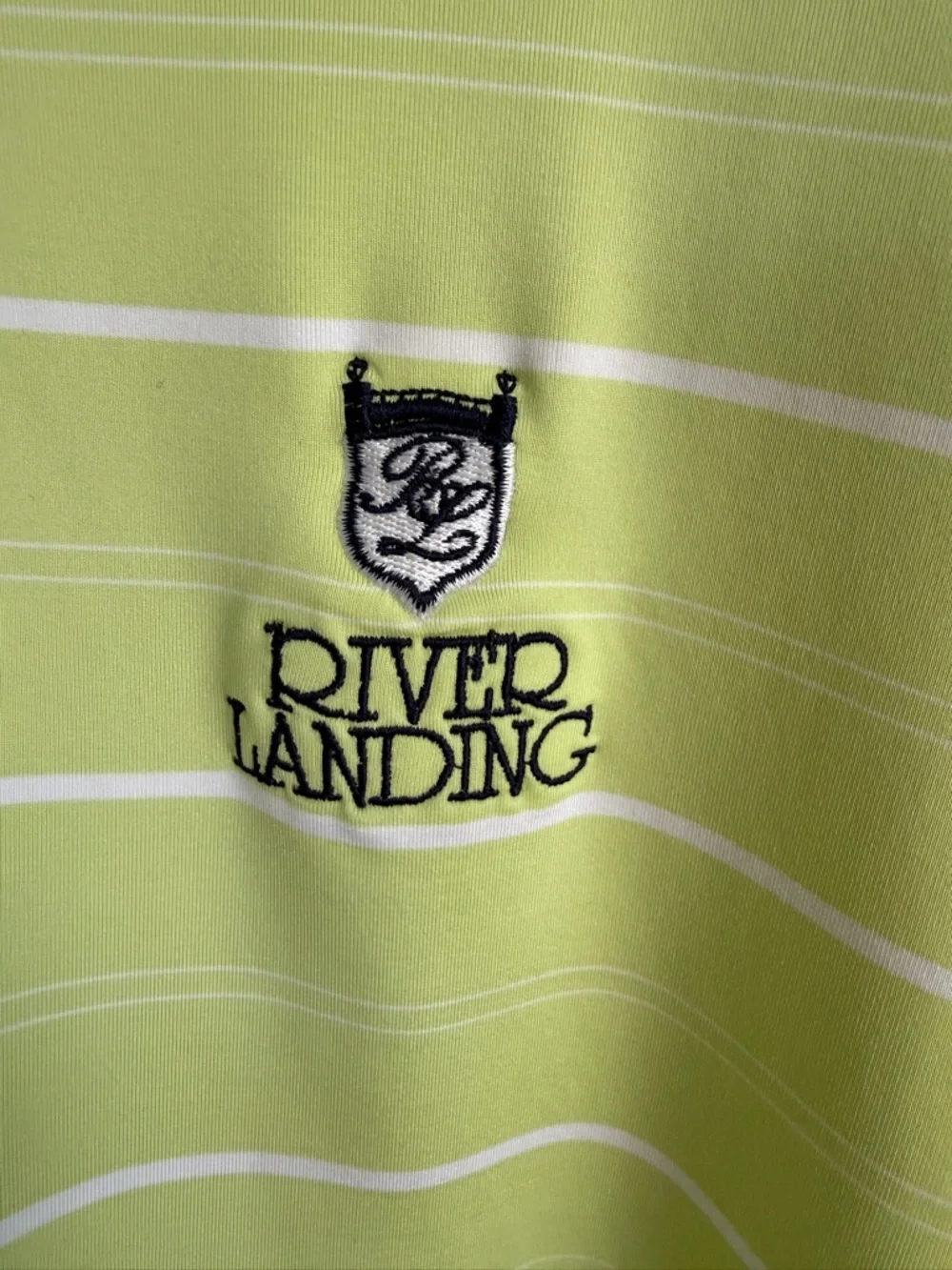 FootJoy Green Striped Ombre Performance Golf Shirt River Landing Country Club L? - Picture 2 of 8